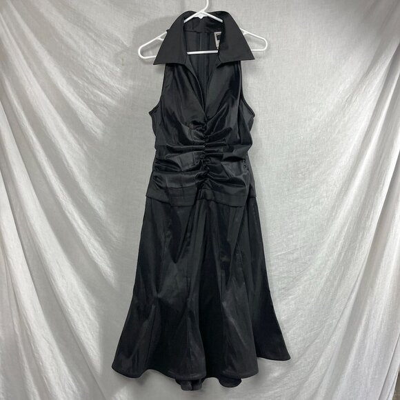 Tadashi Shoji Vintage Tuxedo Dress Gown Womens 12 Cocktail Ruched Halter Tango - Picture 1 of 13